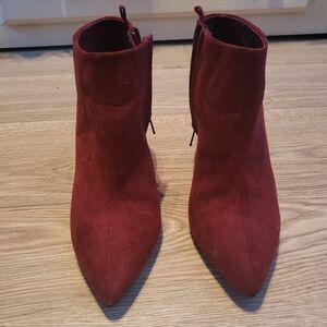 Red suede ankle boots